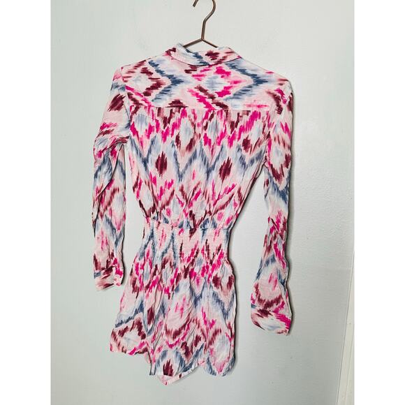 SPLENDID Pink White Cotton Blend Collar Button Front Amalia Romper Size XS - Picture 8 of 11